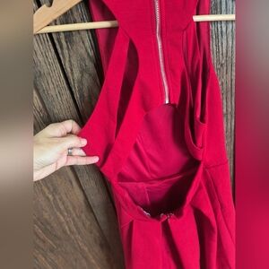 Lulu's Red Mini Dress Cutout Back And Exposed Zipper